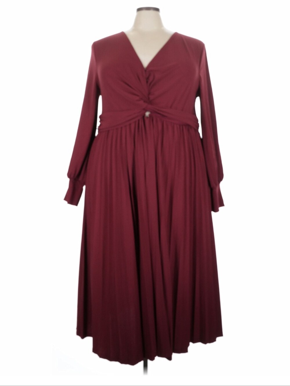 NWT✨ 🍷 Eloquii Twist-Knot Long Sleeve Midi Dress in Wine